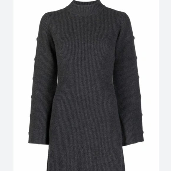 Sandro Knitted Gold Buttoned Dress - Picture 2 of 3